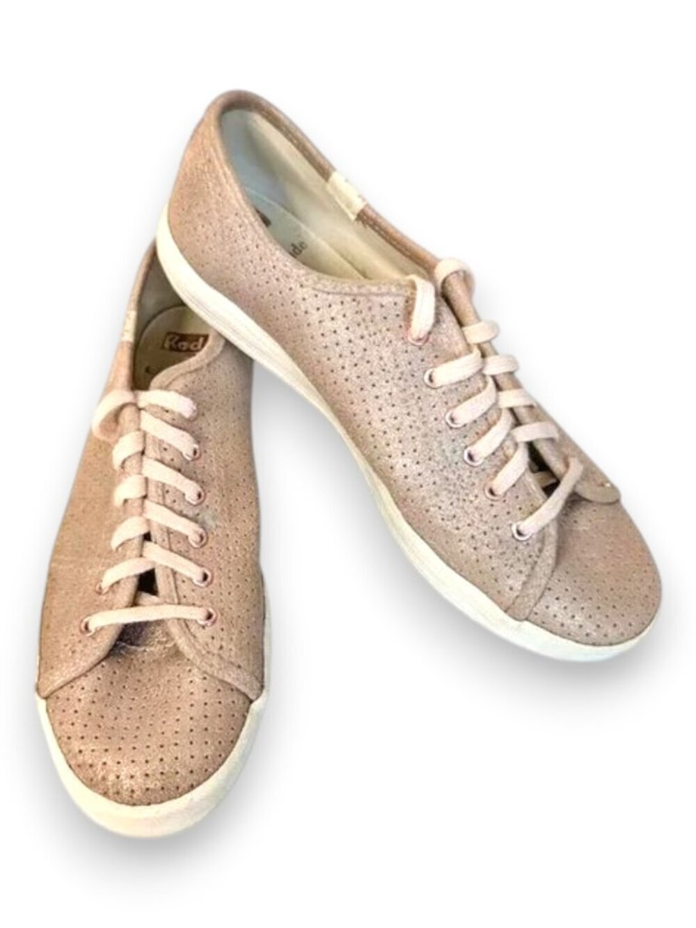 Keds For Kate Spade Kickstart Perforated Shimmer Rose Gold Sneakers Size 7